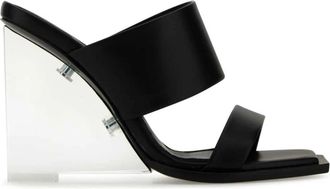 Alexander McQueen Shard Wedge Sandalen - Dames - Sleehakken - Zwart - 36 EU - Leer - Schoenen