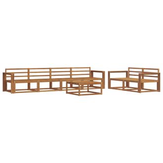 vidaXL Conjunto De Sof&aacute;s De Exterior 7 Pcs Natural Vidaxl