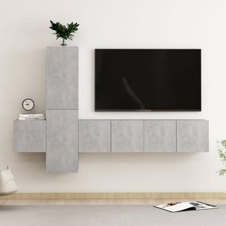 Berkfield Home 5 Piece TV Cabinet Set Concrete Grey Engineered Wood