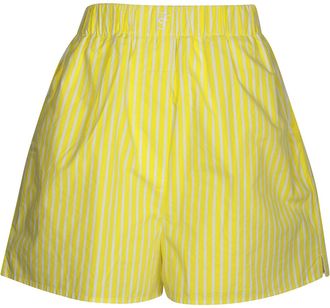 Frankie Shop Lui Striped Shorts in Yellow Cotton