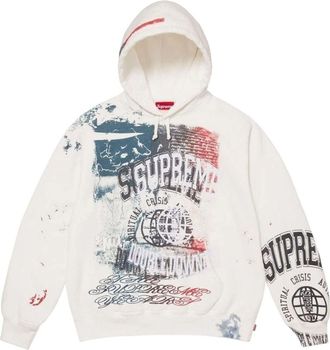 SUPREME SS26 Overprint Hooded Sweatshirt White SUP-SS26-363-WHT