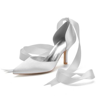 Miyoopark Women Shoes Heels for Wedding Closed Pointed Toe Evening Pumps Shoes M519 Silver UK 6.5