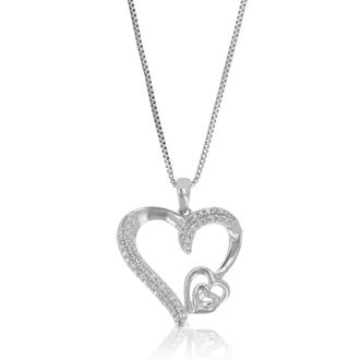 Vir Jewels 1/10 cttw Lab Grown Diamond Heart Pendant Necklace in Sterling Silver with Chain For Women