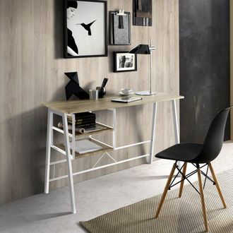 Pondecor Interiorismo Mesa de escritorio Roble y Blanco estilo industrial 120x52x76.5cm