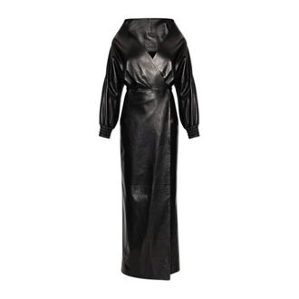 Balenciaga Lange Leren Jurk - Dames - Jurken - Zwart - Maat: XS Leer