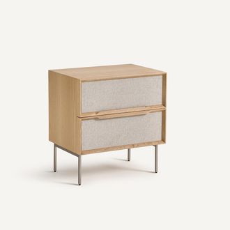 AM.PM Nachtkastje met 2 laden, eikenfineer en structuurstof, Omid