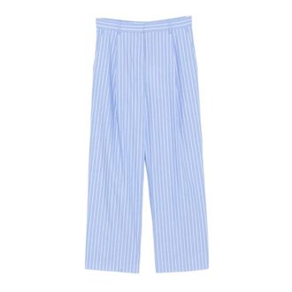 Karl Lagerfeld Wide Trousers, female, Blue, Size: S Autograph Striped Poplin Pants