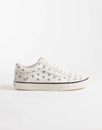 Vans Old Skool - Sneakers bianche con ricamo floreale-Bianco