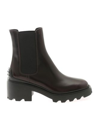 Tod's Logo chelsea boots in wine color