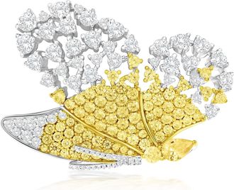 Suzy Levian Sterling Silver Yellow & White Cubic Zirconia Oversized Butterfly Brooch