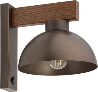 Luminosa Light Designs TK Oslo Aplique de pared de cúpula de 18 cm en nogal, marrón, 1 bombilla E27