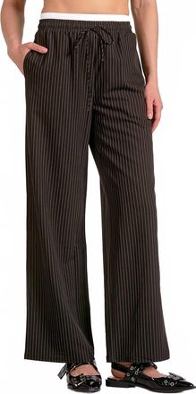 Elan Womens Layered Pinstripe Pants In Black