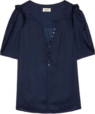 Zadig&Voltaire puff-sleeve satin top - women - Polyester - M - Blue