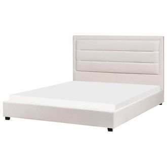 Beliani Beliani - Cama De Tela Beige Claro 160 X 200 Cm Cabecero Acolchado Rouen