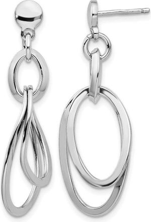 Diamond2Deal Sterling Silver Rhodium-plated Oval Shape Drop Dangle Earrings