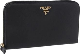 Prada Pre-owned Vintage Lange Portemonnee - Dames - Vintage Accessoires - Zwart - ONE Size - Leer - Vintage