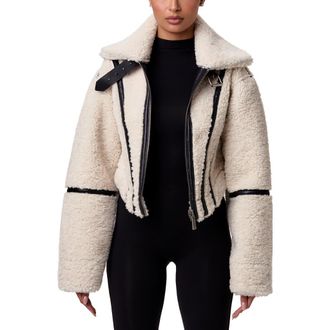 Naked Wardrobe Reversible Faux Shearling Jacket in Cream at Nordstrom Rack, Size Medium