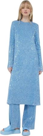 Stine Goya Celsia Sequin-Design Midi Jurk - Dames - Casual kleedjes - Blauw - 2XS - Polyester - Kleedjes