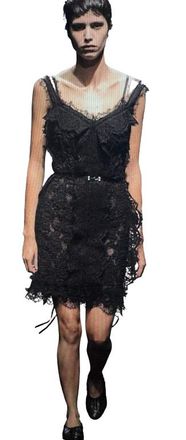 Lanvin Vintage Black Lace Cocktail Dress Size L