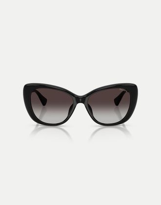 Ralph Lauren occhiali da sole a farfalla con lenti grigie in nero lucido