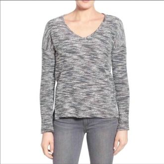 Paige Martine Marled Cotton V Neck Sweater In Multicolor