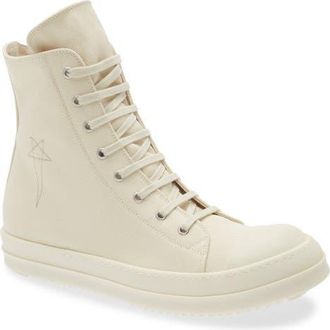 Rick Owens High Top Sneaker in Milk/Pearl/Milk/Milk at Nordstrom, Size 9.5Us