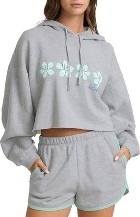 Billabong Palmer Fleece Crop Hoodie in Heather Gray at Nordstrom, Size X-Large