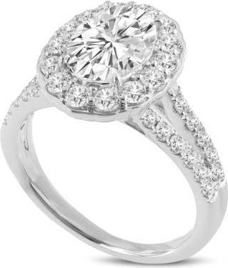 LuvMyJewelry Octavia 14K White Gold Oval Lab Grown Diamond Halo Engagement Ring - 2.5 Ct at Nordstrom, Size 7.5