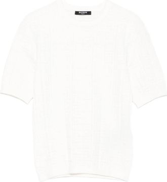 Balmain Womens Pb Labyrinth Knit Top - White viscose - Size EU 40 (Womens)