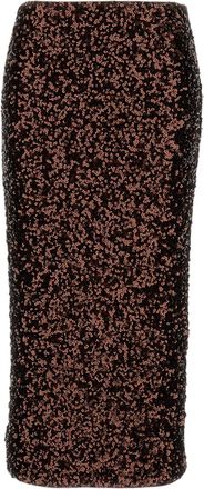Rotate Textured Midi Skirt With Back Zip Closure And Deep Slit