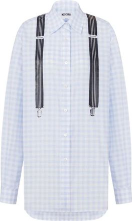 Moschino Camicia Vichy di Cotone - Dames - Overhemden - Blauw - L - Katoen - Overhemden
