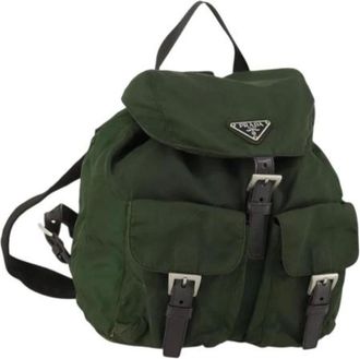 Prada Pre-owned Backpacks, female, Green, Size: ONE SIZE Pre-owned Nylon Backpack