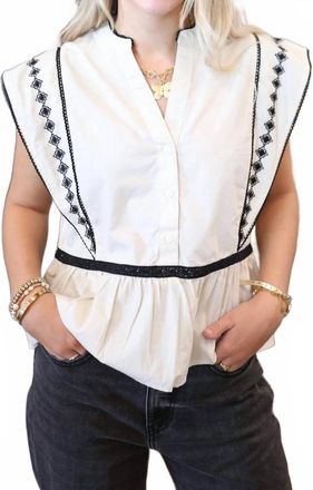 b.young Ashlyn Button-Down Front Blouse In Cream