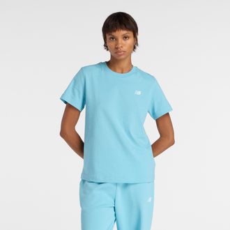 New Balance T-Shirt NEW BALANCE SPORT ESSENTIALS JERSEY T-SHIRT, Damen, Gr. XXL, taffy blau, Obermaterial: 100% Baumwolle, normal, Rundhals, Shirts T-Shirt, f&uuml;r E