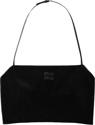 Miu Miu velvet crop top - women - Elastane/Cotton - 44 - Black