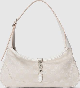 Gucci Jackie Slim Medium Shoulder Bag, White, GG Canvas
