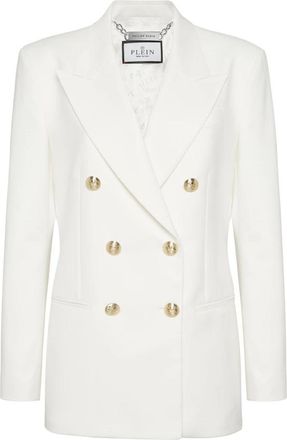 Philipp Plein Double Breast Blazer - Dames - Blazers - Wit - L - Wol - Jassen