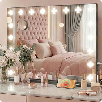 OEM Espejo De Maquillaje Negro Estilo Hollywood De 58x46 Cm Con Luz Led (10 Unidades)