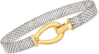 Ross-Simons Two-Tone Sterling Silver Bismark-Link Bracelet