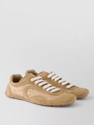 Prada montecarlo sneakers round toe suede panels