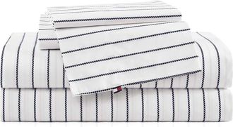Tommy Hilfiger Rope Stripe Cotton Percale Sheet Set in Dark Blue at Nordstrom, Size Queen