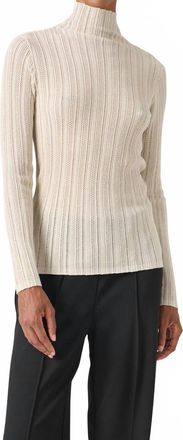 Soaked In Luxury Laisa Metallic Turtleneck Pullover Sweater In Cream