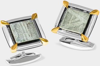 Tateossian Mens Two-Tone Seymchan Pallasite Meteorite Cufflinks