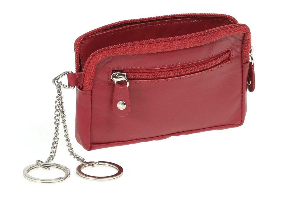 LEAS Ausweishülle Echt-Leder Cherry/rot – Mit 8 Kartenfächern, Scheinfach & Reißverschluss
