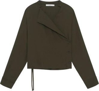 Iro Paquita Wrap Top - Dames - Blouses - Groen - M - Wol - Overhemden