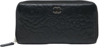 Chanel Black Leather Long Wallet (Bi-Fold) (Pre-Owned)