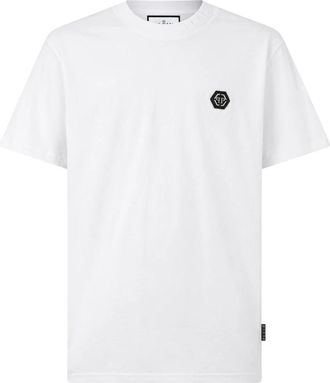 Philipp Plein T-shirt Ronde Hals Ss Logo - Heren - T-shirts - Wit - XS - Katoen - Tops