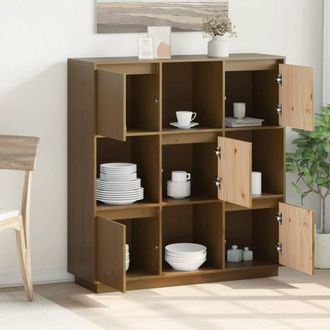 Berkfield Home Highboard Honey Brown 110.5x35x117 cm Solid Wood Pine