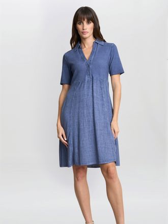 Gina Bacconi Womens Aaliyah Chambray Demin And Jersey Dress - Navy - Size X-Large
