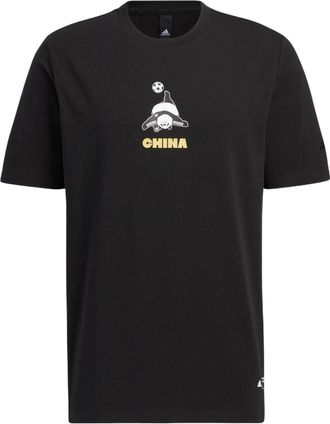 adidas Mens adidas Cartoon Panda Printing Round Neck Casual Short Sleeve Black T-Shirt HS4398